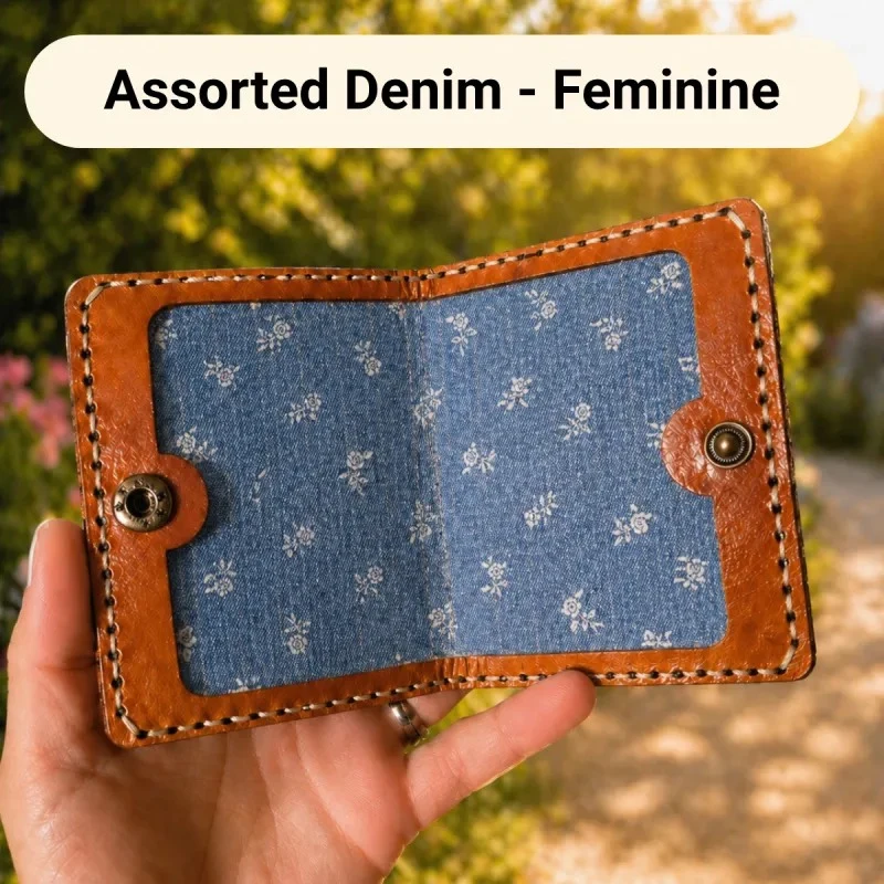 Open Pocket Verse with a blue denim-look floral interior